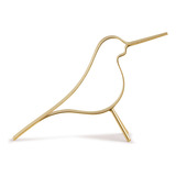 Escultura Animal Pássaro Dourado Em Metal