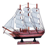Escultura Barco Veleiro Decorativo De Madeira Marrom E Preto