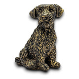 Escultura Cachorro Peludo Em Gesso 38cm