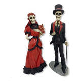 Escultura Casal Exú Caveira E Rosa Caveira 25 Cm Em Resina