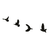 Escultura De Parede Decorativo Pássaros Voando Preto Mdf