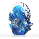 Escultura De Vidro De Peixes Tropicais Azuis Decora??o Para