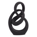 Escultura Decorativa Abstrata Contemporânea Mart Cor Preto