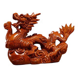 Escultura Em Madeira Dragão Chinês Estatueta