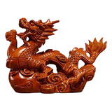 Escultura Em Madeira Estatueta De Dragão Chinês De Ano