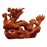 Escultura Em Madeira Estatueta De Dragão Chinês