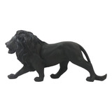 Escultura Estátua Decorativa Leão De Pé Andando Resina 23cm Cor Leão preto