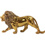 Escultura Estátua Decorativa Leão De Pé Andando Resina 40cm Cor Leão dourado