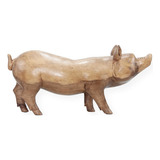 Escultura Madeira Recuperada Animal Porco c388 