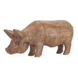 Escultura Madeira Recuperada Animal Porco