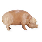 Escultura Madeira Recuperada Cedro Porco b963 