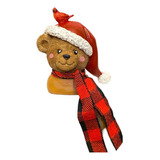 Escultura Urso Em Resina C chapeu Noel E Passaro