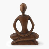 Escultura Yoga Meditação Original Indonésia Peça
