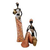 Esculturas Afriacanas Decortivas 02 Peças Artesanal Em Gesso