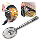 Escumadeira De Fritura Com Pegador Inox Pastel Batata Frita