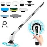 Esfregão Giratório Elétrico 9 Em 1 Limpeza Pesada Escova De Limpeza Sem Fio Com Alça Extensora Cabo Longo Ideal Para Banheiro Tetos Pisos E Azuleijos Esfregão Portátil Potente 25W