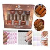 Esmalte Coleção Marrom 6 Uni Adesivos Francesinha 5 Cartela