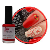 Esmalte Para Carimbo De Unhas Apipila Vermelho Metálico