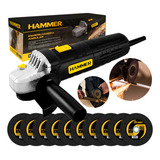 Esmerilhadeira Lixadeira Angular 4 1 2 Pol 115mm 710w Gyem7101 127v Hammer Com Discos De Corte Aço Inox