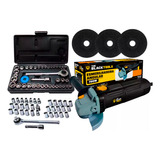 Esmerilhadeira Lixadeira Angular 780w 4 1 2 115mm 220v Bta780 The Black Tools Com Jogo Soquetes 40 Peças E Discos Corte