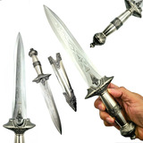 Espada Adaga Medieval Romana Prata Inox