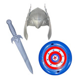 Espada Brinquedo Infantil C Escudo Thor Mascara Medieval