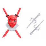 Espada Brinquedo Kit Ninja Infantil C Suporte 2 Adagas