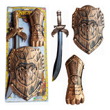 Espada De Brinquedo Medieval Guerreiro Com Escudo Bracelete