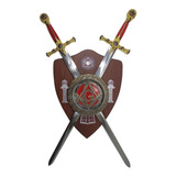 Espada Decorativa Dupla Maçônica Suporte De Parede Em X