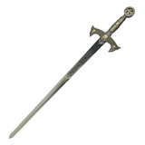 Espada Decorativa Templária Dos Cavaleiros Prata E Ouro