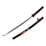 Espada Katana Decoração Em Vermelho Dragão Bainha E Tsuba
