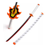 Espada Katana Samurai 102cm Aço Demon Slayer Kyojuro Rengoku Cor Branco