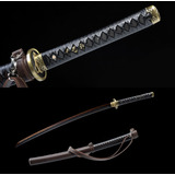 Espada Katana Samurai Afiada Forjada Corte Lâmina Negra T10