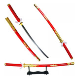 Espada Katana Samurai Vermelha Com Bainha E Suporte