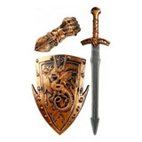 Espada Medieval Infantil Escudo E Luva Bracelete