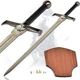Espada Medieval Kurgan Highlander 127 Cm Com Suporte De Madeira