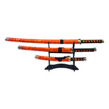 Espada Samurai Katana Ninja Kit Tres Conjunto Decorativa