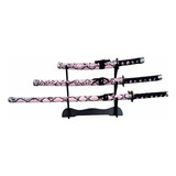 Espada Samurai Katana Ninja Kit Tres Conjunto Decorativas