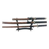 Espada Samurai Katana Ninja Kit Tres Conjunto Decorativas