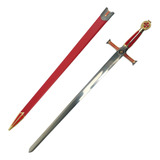 Espada Templária Medieval Cruz De Malta Vermelha Suporte