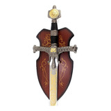 Espada Templária Rei Davi Cabo Preto Suporte De Parede