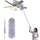 Espanador De Pó Com Haste Extensível Cerdas Em Microfibra Ideal Para Teto Ventilador Cortinas Limpeza Em Locais Altos Cabeça Flexível