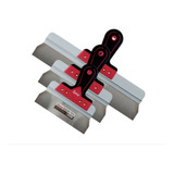 Espatula Aco Inox Cortag 3 Peças 20 30 60cm Drywall Gesso