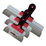 Espatula Aco Inox Cortag 3 Peças 20 30 60cm Drywall Gesso