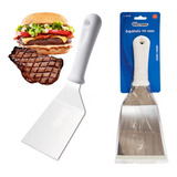 Espatula Cabo Branco Curva 90mm De Aço Inox Chapeiro Pizza