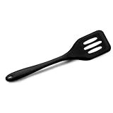 Espátula Chapeiro De Silicone Vazada Fritura Preto 