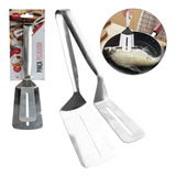 Espátula Culinária Dupla Aço Inox Reforçado 25cm Multiuso