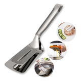 Espátula Culinária Dupla Com Pegador Aço Inox Cozinha