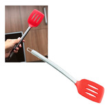 Espatula Fritura Chapeiro Silicone Inox 33cm Hamburguer