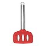 Espatula Fritura Chapeiro Vazada Vermelha Silicone Inox 34cm